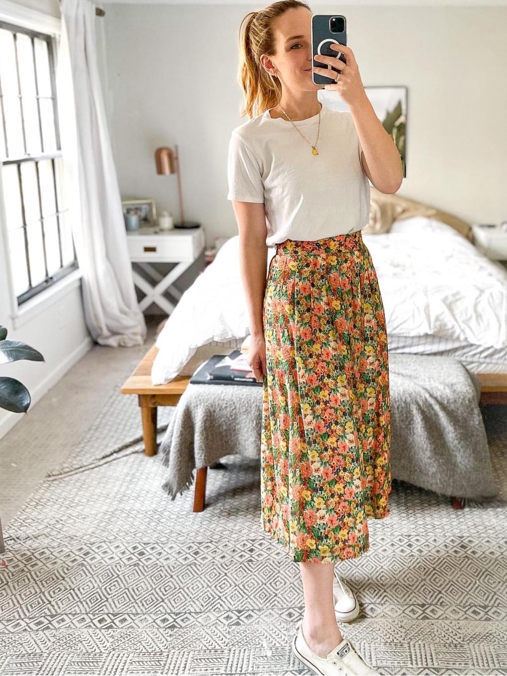 Sézane Alicia Skirt in Jardin Pastel Floral Print FR 36 / US 4